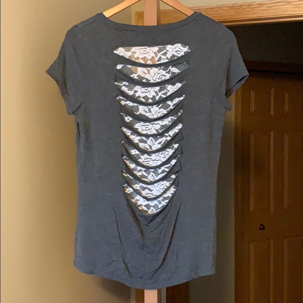 Eleven Oaks Lace Cutout V-Neck Tee